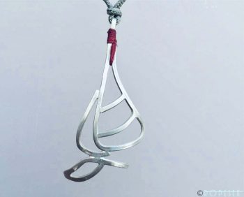 RopeSea marine handmade two stripes sailing necklace is made of sterling silver.attached to a high quality recycled kite surfing Kevlar cord.
