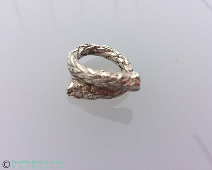 Ropesea brand matte silver rope texture nautical ring one surface cut adjustable size