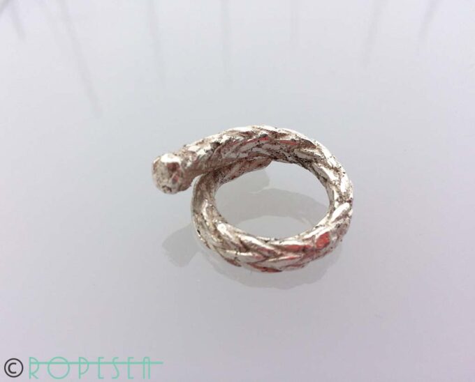 silver nautical rope cut ring - Image 2